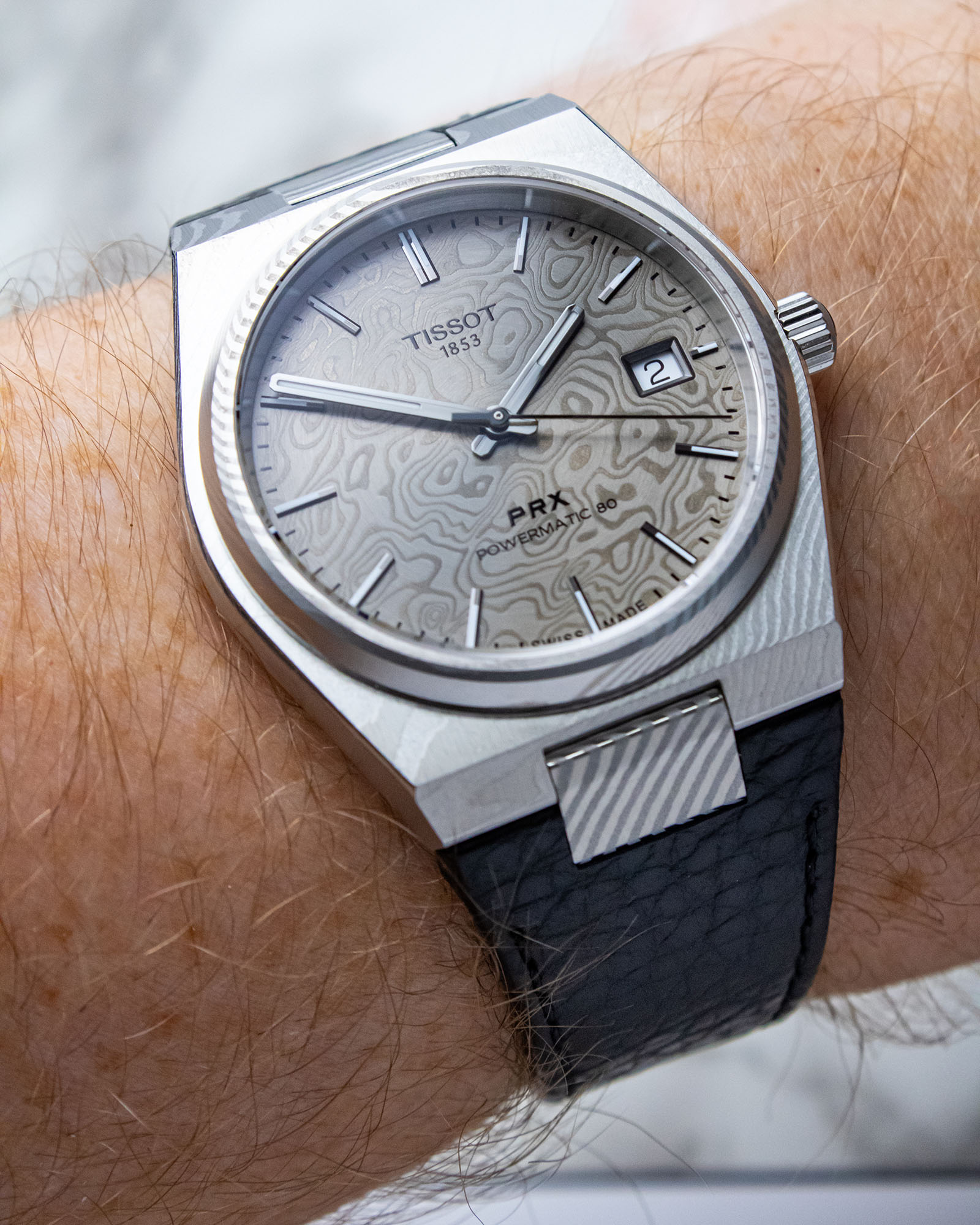 Tissot PRX Powermatic 80 Damascus (38mm): Real Damascus Steel Meets the PRX Sweet Spot