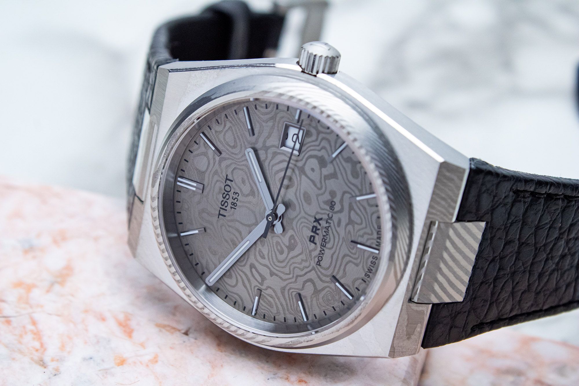 Tissot PRX Powermatic 80 Damascus (38mm): Real Damascus Steel Meets the PRX Sweet Spot
