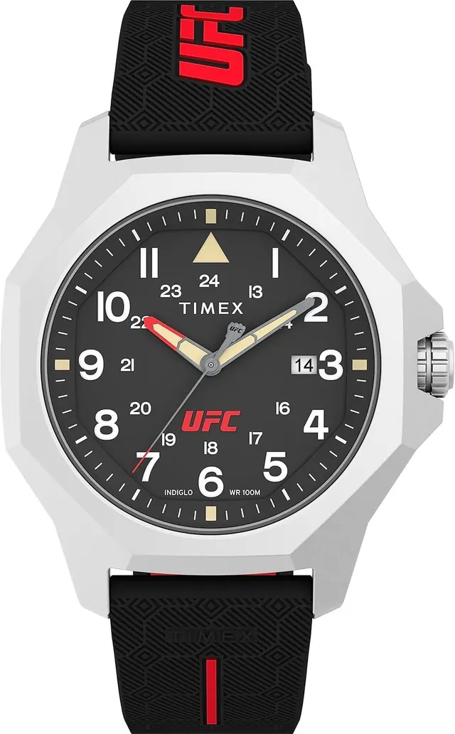 Timex UFC Men's Reveal 41mm Watch - Black Strap Black Dial Silver-Tone Case