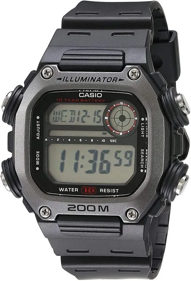 Casio 10 Year Battery Quartz Watch with Resin Strap, Black, Model DW-291H-1AVCF