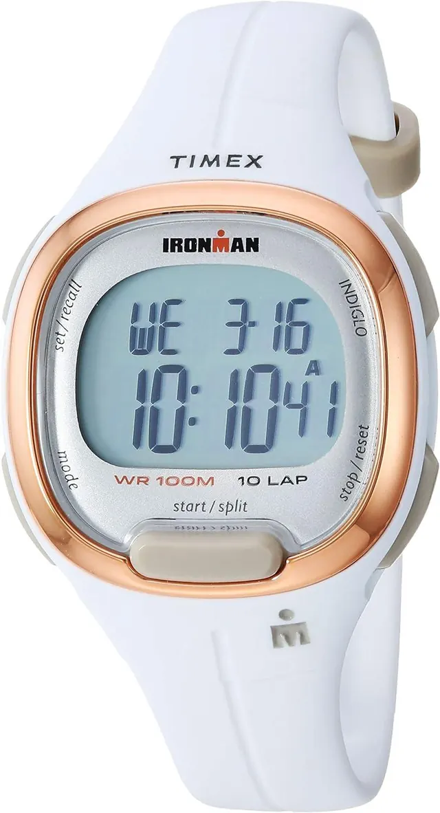 Timex Women's Ironman Triathlon Transit 33mm Resin Strap Watch – Rose Gold Top-Ring & White Resin Strap