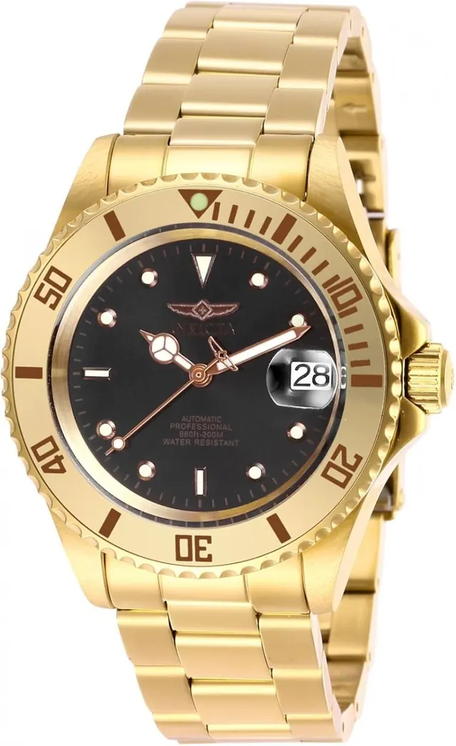 Invicta Pro Diver Men 40mm Stainless Steel Gold Black Dial NH35A Automatic Watch