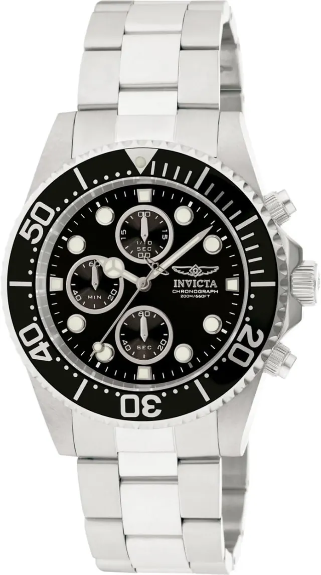 Invicta Men's 1768 Pro Diver Collection Stainless Steel Watch with Black Dial