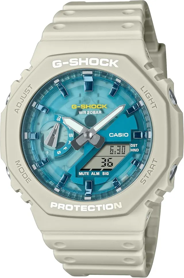 Casio G-Shock Oasis Collection Beige Blue Octagonal Watch GA2100AS-5A