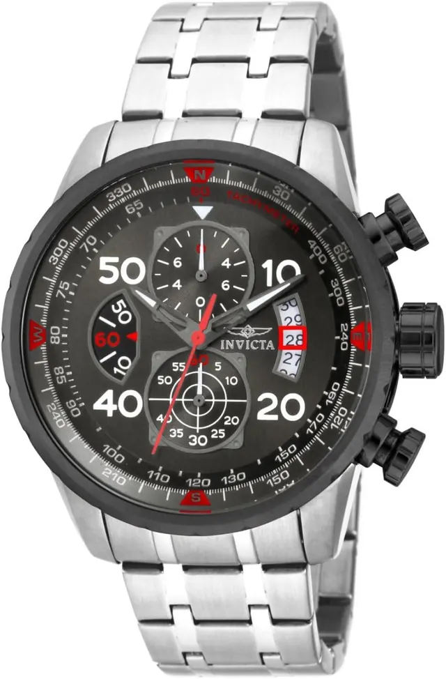 Invicta Men's 17204 AVIATOR Analog Display Japanese Quartz Silver Watch