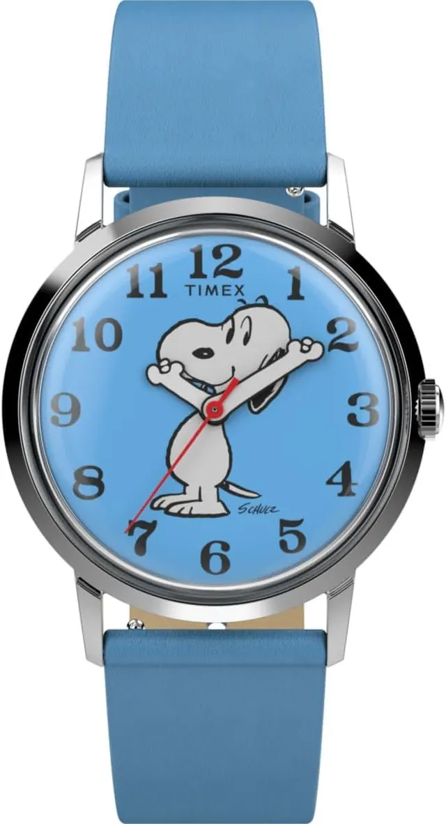 Timex Men's Analogue Watch Marlin Hand-Wound x Peanuts Reissue, Blue
