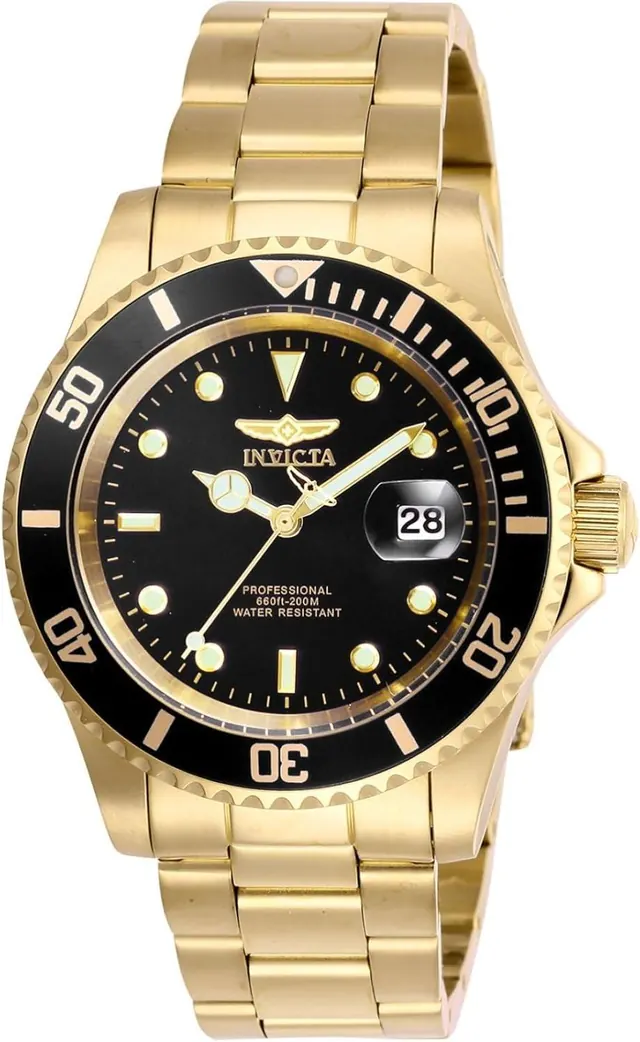 Invicta Men's Pro Diver Quartz Watch with Stainless Steel Strap - Gold