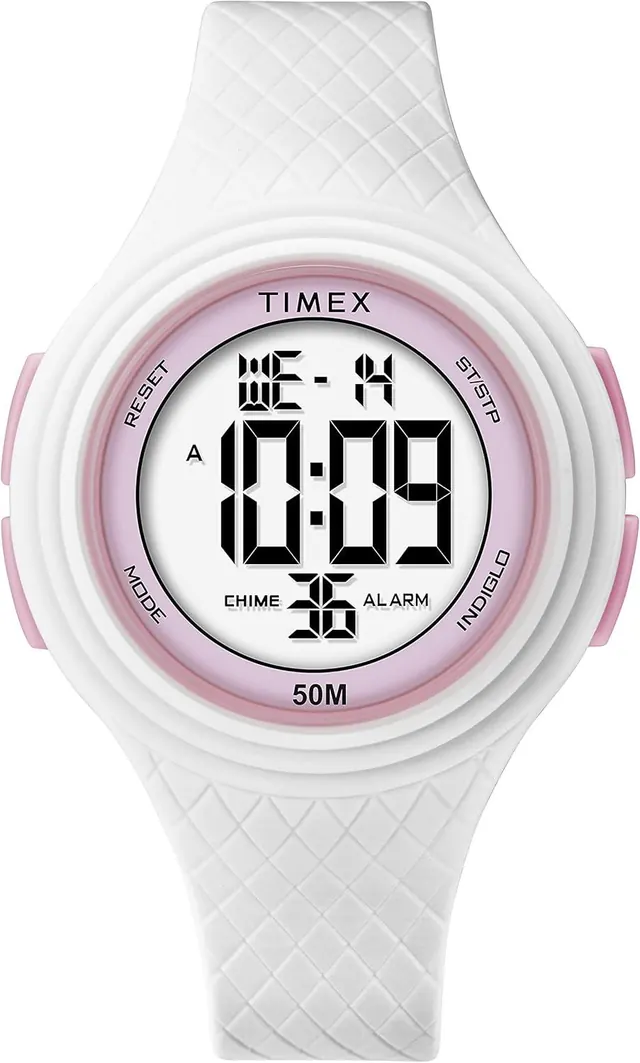 Timex Unisex DGTL Round 40mm Watch – White Case with White Resin Strap