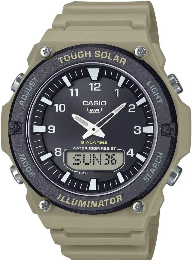 Casio AQ-S820W Series | Black/Beige Tough Solar Ana-Digital Watch