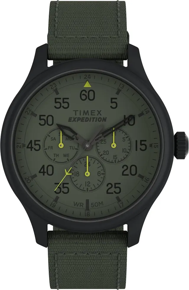 Timex Men's Expedition Field 43mm Watch - Green Strap Green Dial Black Case