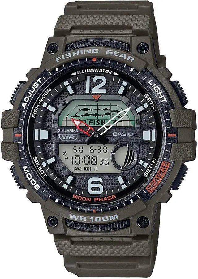 Casio Men's Fisher Timer Quartz Watch with Resin Strap, Green