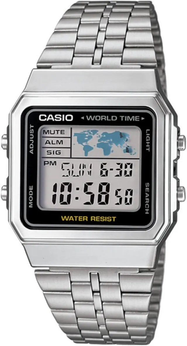 Casio Unisex Digital Watch with Stainless Steel Strap – A500WA-1D