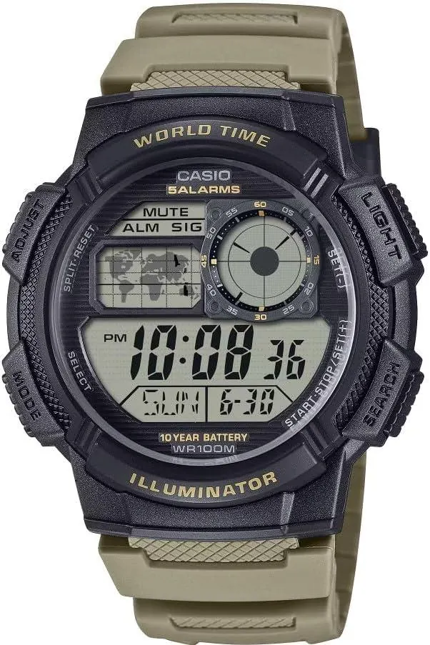 Casio AE-1000W Series Digital Watch - Black/Tan
