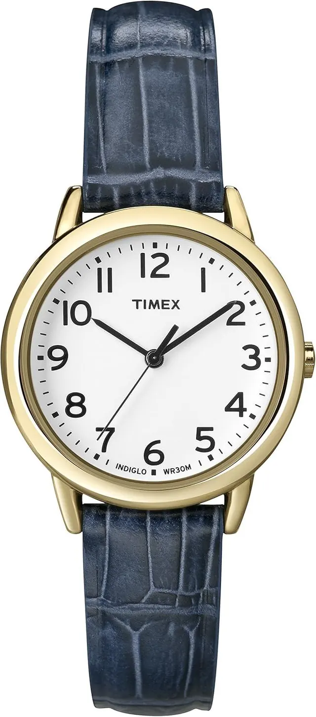 Timex Women’s T2N954 South Street Blue Croco Pattern Leather Strap Watch