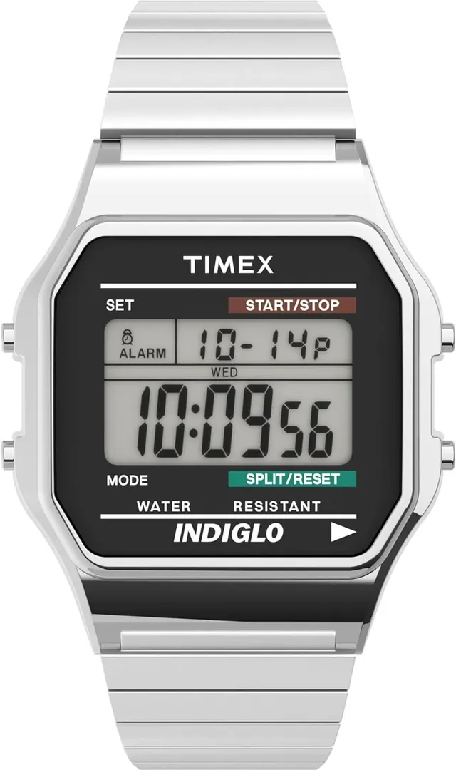 Timex Men's T78587 Classic Digital Silver-Tone Stainless Steel Expansion Band Watch