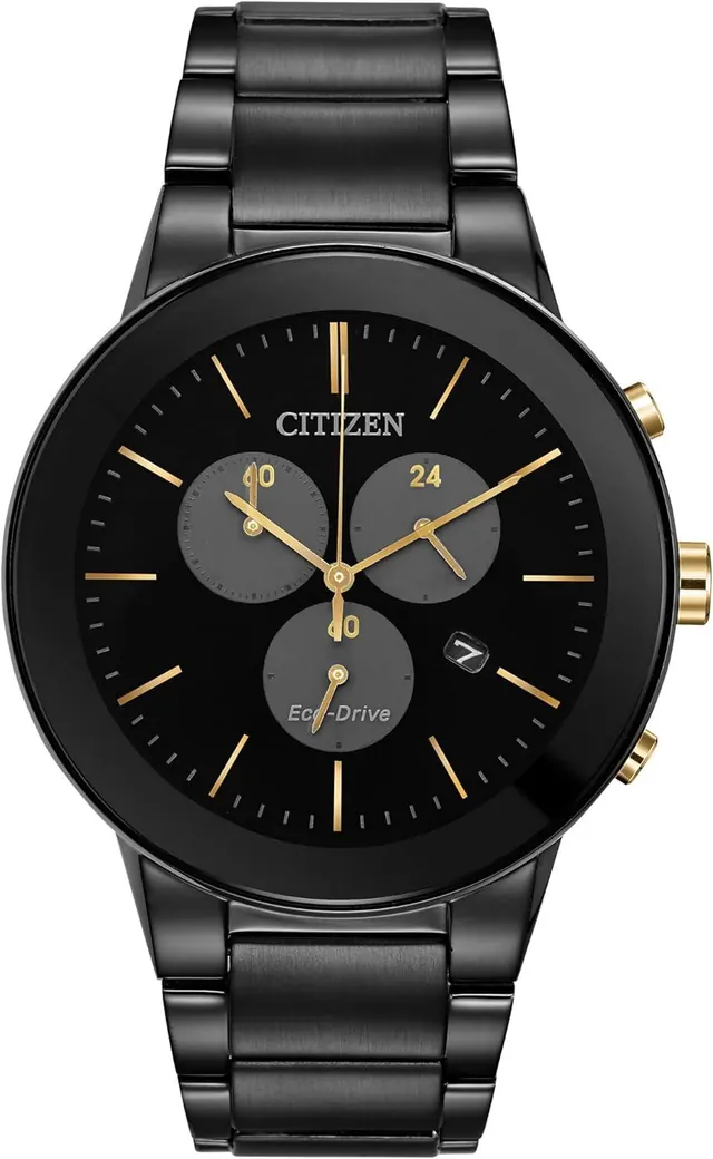 Citizen Men's Eco-Drive Modern Axiom Chronograph Watch in Black Ion Plated Stainless Steel