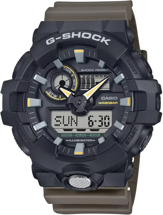 Casio G-Shock Utilitarian Black & Olive Green Digital Analog Watch GA-710TU-1A3CR