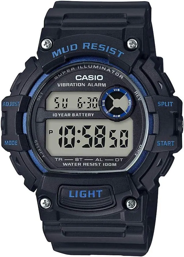 Casio Mud Resistant Stainless Steel Quartz Watch with Resin Strap