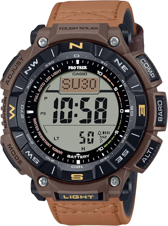 Casio PRO TEK Brown Leather Digital Watch PRG340L-5