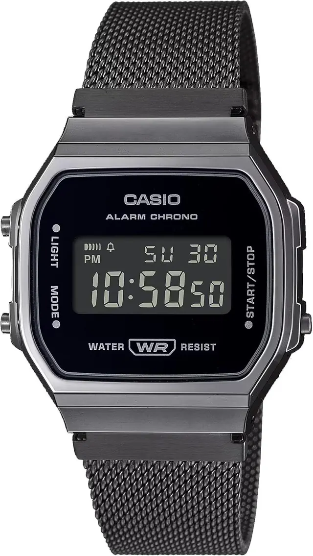 Casio A168WEMB-1BV Men's Vintage Collection Gunmetal Mesh Band Watch