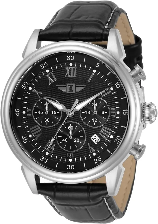I By Invicta Men's 90242-001 Chronograph Black Dial Black Leather Dress Watch