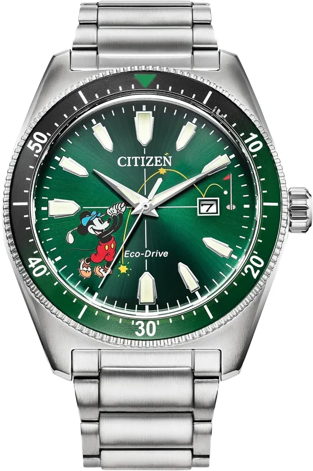 Citizen Eco-Drive Men's Disney Mickey Mouse "Tee Time" Stainless Steel Watch