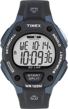 Timex Men's Ironman Triathlon Classic 30 38mm Watch – Blue & Black Case with Black Resin Strap