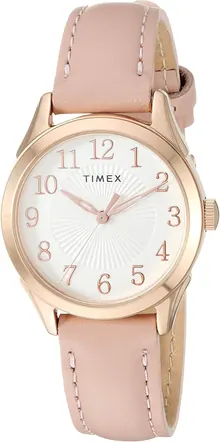 Timex Women's TW2T66500 Briarwood 28mm Pink/Rose Gold Genuine Leather Strap Watch