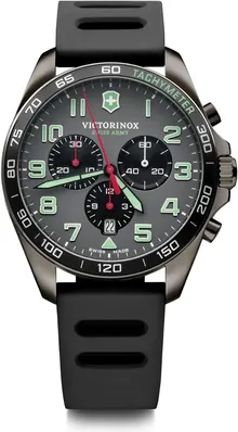Victorinox FieldForce Sport Chrono Black Dial Black Rubber Strap Watch 42mm