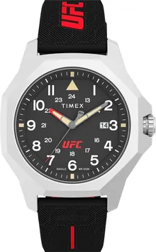 Timex UFC Men's Reveal 41mm Watch - Black Strap Black Dial Silver-Tone Case