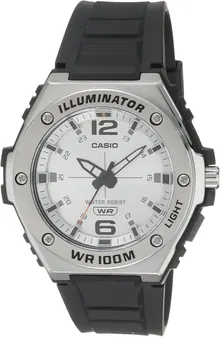Casio Illuminator Metal Bezel Heavy Duty Resin Band Black Dial Watch