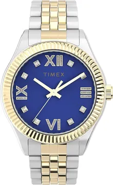 Timex Women's Waterbury Legacy 34mm Watch – Blue Dial Two-Tone Elegance