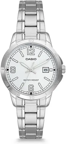 Casio LTP-V004D-7B2 Women's Dress Stainless Steel Silver Dial Date Watch