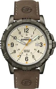 Timex Men's T49990 Expedition Rugged Metal Brown/Natural Leather Strap Watch