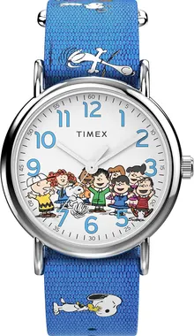 Timex Women's Weekender Seasonal 38mm Watch - Blue Strap White Dial Silver-Tone Case