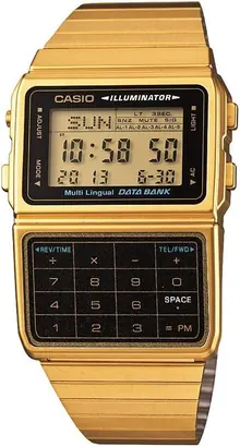 Casio #DBC611G-1D Men's Gold Tone 25 Memory Calculator Databank Watch