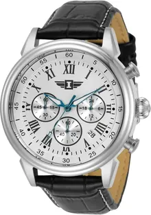 I By Invicta Men's 90242-002 Chronograph Silver Dial Black Leather Watch