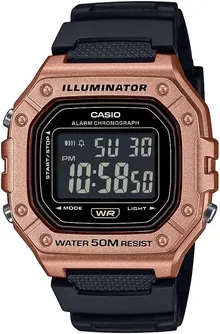 Casio W-218HM-5BV Men's Digital Watch - Black/Gold 50M WR
