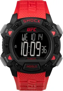 Timex UFC Men's Core Shock 45mm Watch - Red Strap Digital Dial Black Case