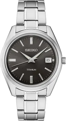 Seiko Mens Essential TI Black Dial Watch - SUR375
