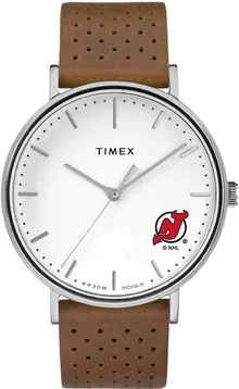 Timex Women's New Jersey Devils Watch Bright White Leather