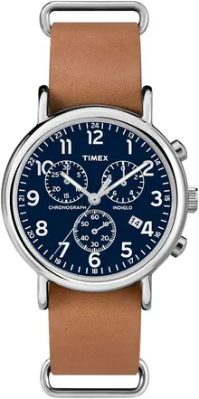 Timex Weekender Chronograph 40 mm Watch, Tan Leather Slip-Thru