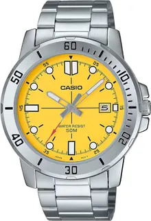 Casio MTP-VD01D-9EV Men's Enticer Stainless Steel Yellow Dial Casual Analog Sporty Watch