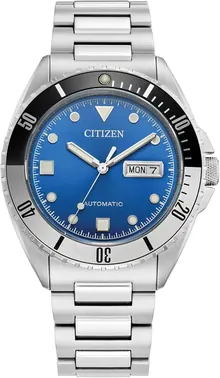 Citizen Men's Automatic Stainless Steel Watch, Blue Dial, Black and Silver Bezel
