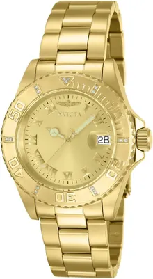 Invicta Women's 12820 Pro Diver Gold Dial Diamond Accented Watch