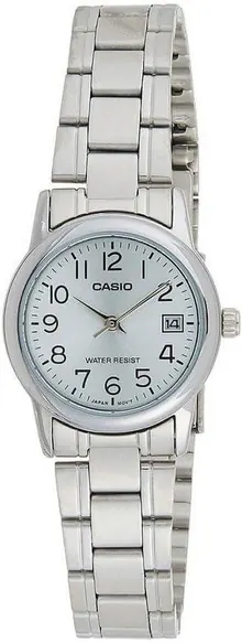 Casio #LTP-V002D-2B Women's Standard Stainless Steel Light Blue Dial Date Watch