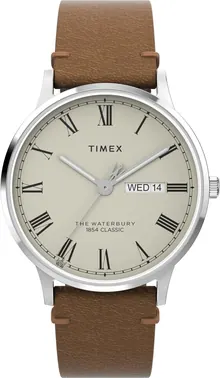 Timex Men's Waterbury Classic 40mm Watch - Brown Strap Cream Dial