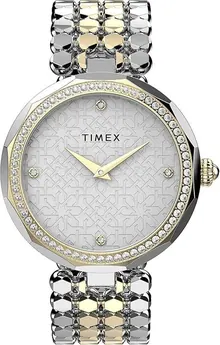 Timex Women's Asheville 34mm Watch – Silver-Tone Case & Dial with Two-Tone Bracelet
