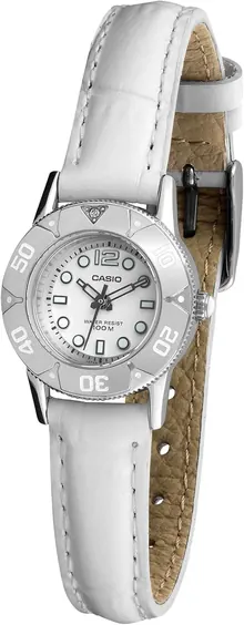 Casio Women's Core LTD2001L-7A1V White Leather Quartz Fashion Watch
