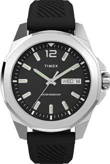 Timex Men's Essex 46mm Watch - Black Strap Black Dial Silver-Tone Case